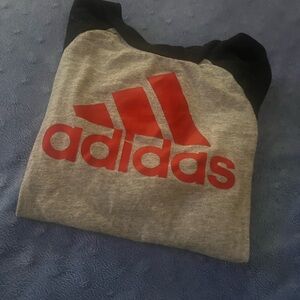 Adidas Gray and Black Top with Red Logo
